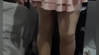 Man wearing pink heels
