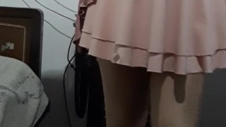 Man wearing pink heels