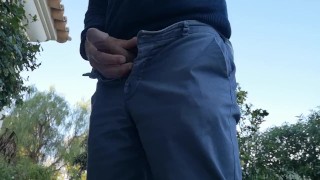 Jerking off outside as quick as I can