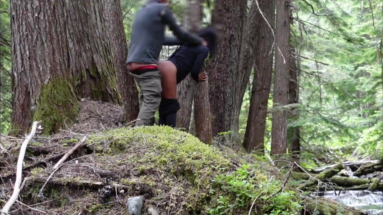 cheating ebony girlfriend fucking in the woods by Mt Rainier. nature porn