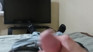 Watch shoot my load then rub it all over my stomach.