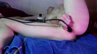 Twink stretches ass to limit with inflation anal plug