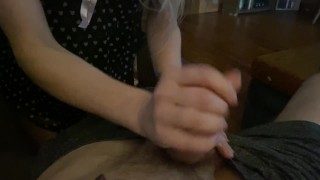 POV Petite Blonde stepmommy throats stepsons Big Cock while stepdaddy isn't Home