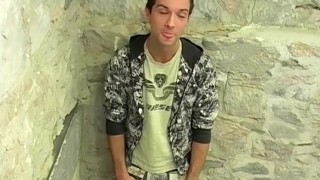 Cute British twink Nathan B masturbates after an interview