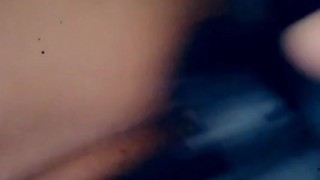 Masturbating creamy pussy with black dildo
