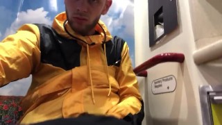 BRITISH SCALLY LAD WANKING ON PUBLIC TRAIN