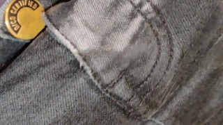 Pissing my Jeans Sitting on the Toilet Bowl