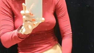 Store fitting room and sexy babe