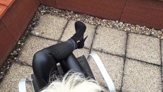 Smoking and relaxing on the rooftop terrace