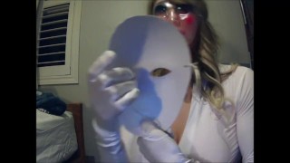 Masked Girl in White Finale! Shy girl struggles to remove her white mask! Help!