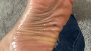 Stroke your BBC to my soft oily feet