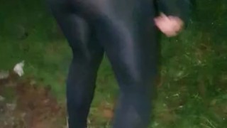 Hot Latina Step Sister in See Through Leggings - Teasing Outdoor Dancing - Candid