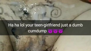 Your school-girl girlfriend cheats you in gangbang at home party! [Cuckold Snapchat Compilation]