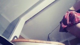 Onlyfans BABE LollipopLexii SQUIRTS on glass table! Upskirt POV!