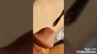 Cumming with the first urethral plug