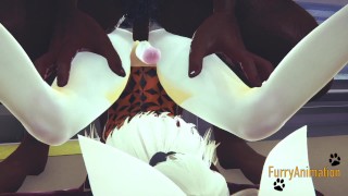 Furry Yaoi - White Rabbit is Fucked by Demond Wolf in a Train