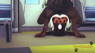 Furry Yaoi - White Rabbit is Fucked by Demond Wolf in a Train