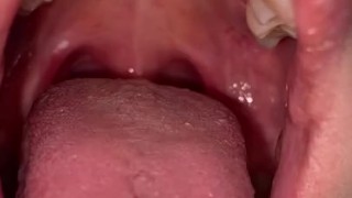 Uvula show. Very close view. Gagging 