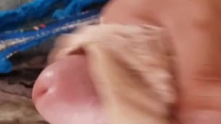 Milking big cock with panties cum on panties