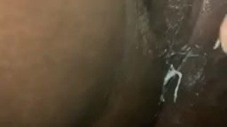 Ebony Babe CREAMY pussy after masturbating (ignore the string on my thigh)