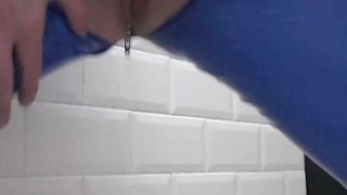 Lisa pissing while wearing latex jeans