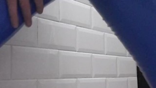 Lisa pissing while wearing latex jeans