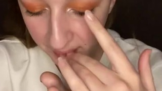 Drool on my feet. Finger gagging 