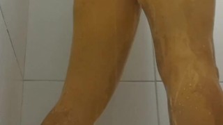 Sissy Crossdresser Twink taking a shower in pantyhose. All wet and excited looking for webcam fun. 