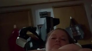 Thick chick with a big dildo. 