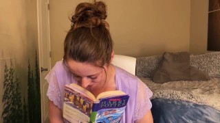 Hysterically reading Harry Potter and the Chamber of Secrets while sitting on a vibrator