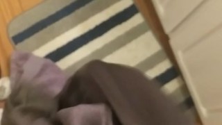 Almost caught jerking off with sister's gf's shorts 
