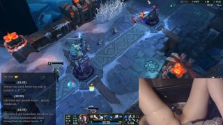 Girl plays League of Legends with Vibrator slowly massaging her clit