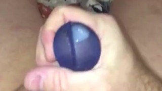 POV Cumshot through my mesh underwear during my jerk off session. 