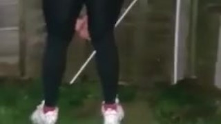 Hot Latina in SEETHROUGH LEGGINGS in the Garden - Best Cameltoe and Thick Booty CANDID