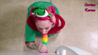 Corrina Karma Is the Naughty Elf on the Shelf. Full! Blowjob, Fisting, Squirting & Almost Caught 