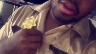 Black cop strokes his BBC