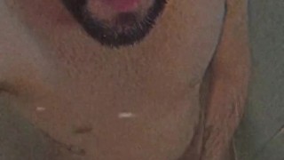 Vintage big cock uncut latino shower jerk off and cum, now on VHS 