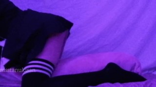 Amateur asian Japanese maid caught masturbating and humping pillow orgams schoolgirl shave pussy