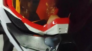 Ex-boyfriend in mxhelmet jerks me off, cum in his goggles