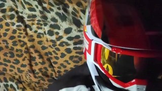 Ex-boyfriend in mxhelmet jerks me off, cum in his goggles