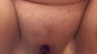 POV fat whore rides dildo on mirror