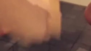 Please let me pee on your cock - pregnant young milf peeing in shower 