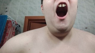 Russian gay teen sucking and eating popsicle made of his own cum