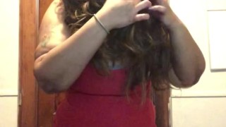 HOT Latina MILF Strip Tease Red Miniskirt