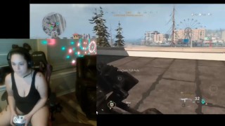 Squirting Gamer Slut plays Warzone with randoms and touches herself.