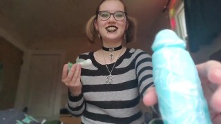 (Close up)Slutty Goth Gets her lipstick on your cock during a sloppy blowjob!