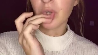  spit play. Drooling on fingers 