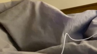 Under the covers masturbating while friend in same room. Hot cumming straight guy wanking, cumshot