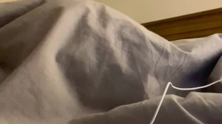 Under the covers masturbating while friend in same room. Hot cumming straight guy wanking, cumshot