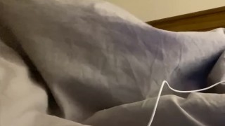 Under the covers masturbating while friend in same room. Hot cumming straight guy wanking, cumshot